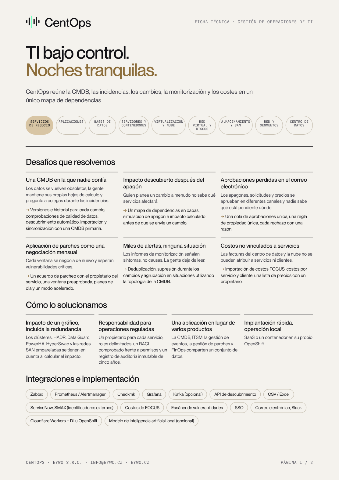 Previsualización de la página uno de la ficha técnica