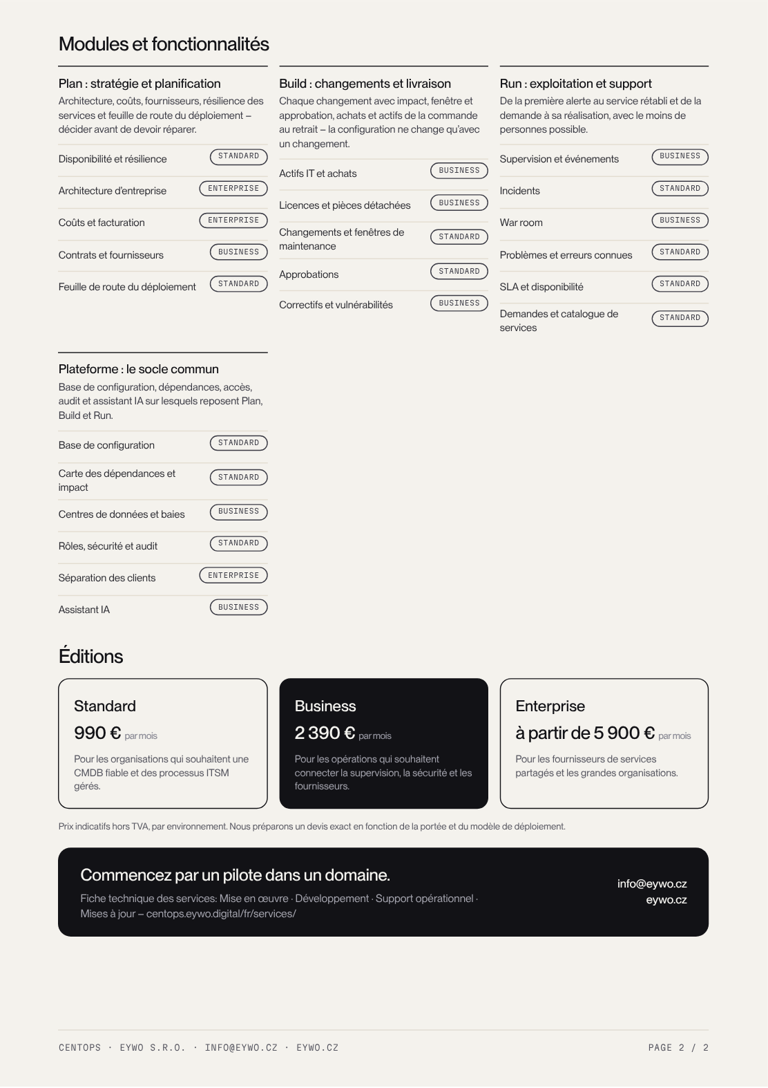 Aperçu de la deuxième page de la fiche technique