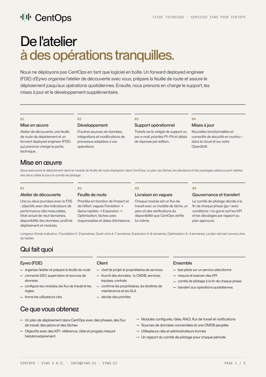 Aperçu de la première page de la fiche technique des services
